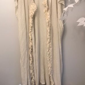Free People Sweaters - Free people fringe ivory combo maillot duster new Free People Sweaters - Free people fringe ivory combo maillot duster new